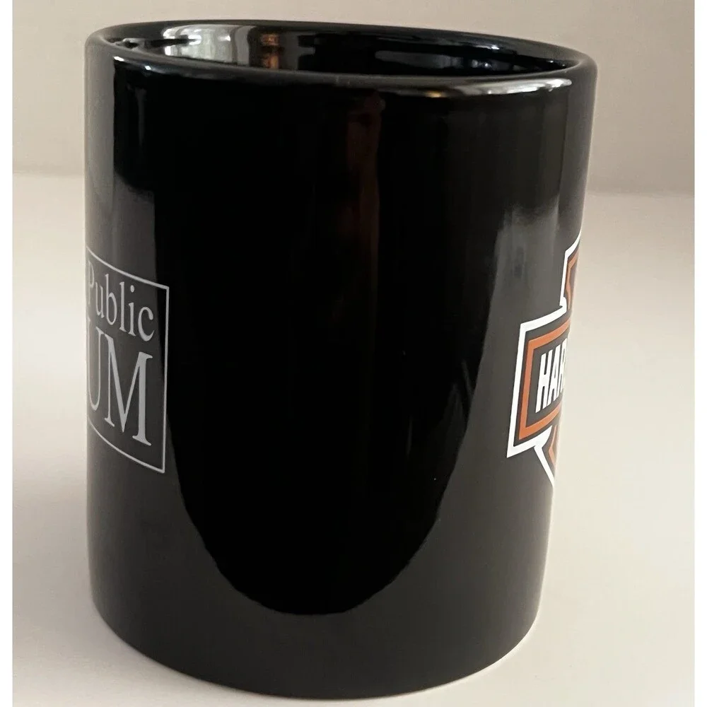 Harley-Davidson Milwaukee Public Museum Black Coffee Mug Bar Shield New 16 Oz